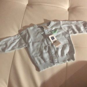 Powder baby blue cardigan cotton sweater top NWT